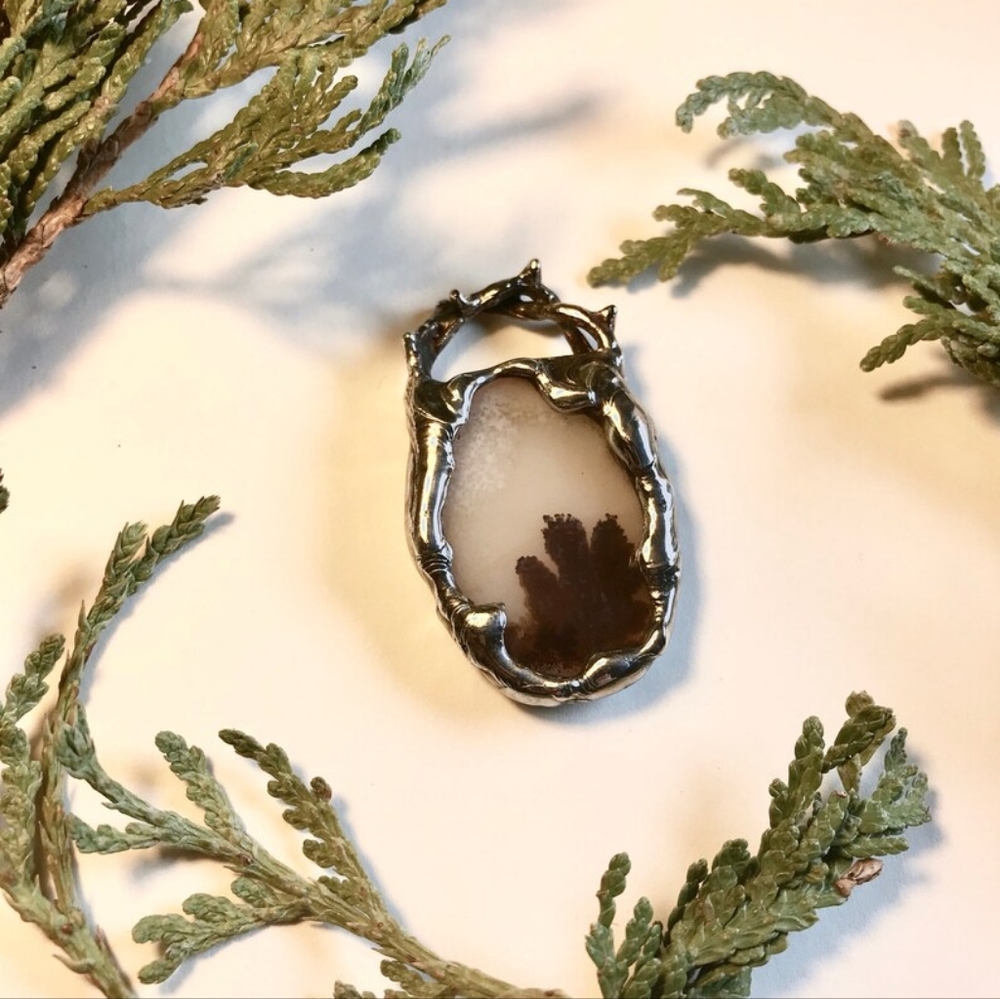 Small dendritic agate talisman made by Oddwitch Salem MA